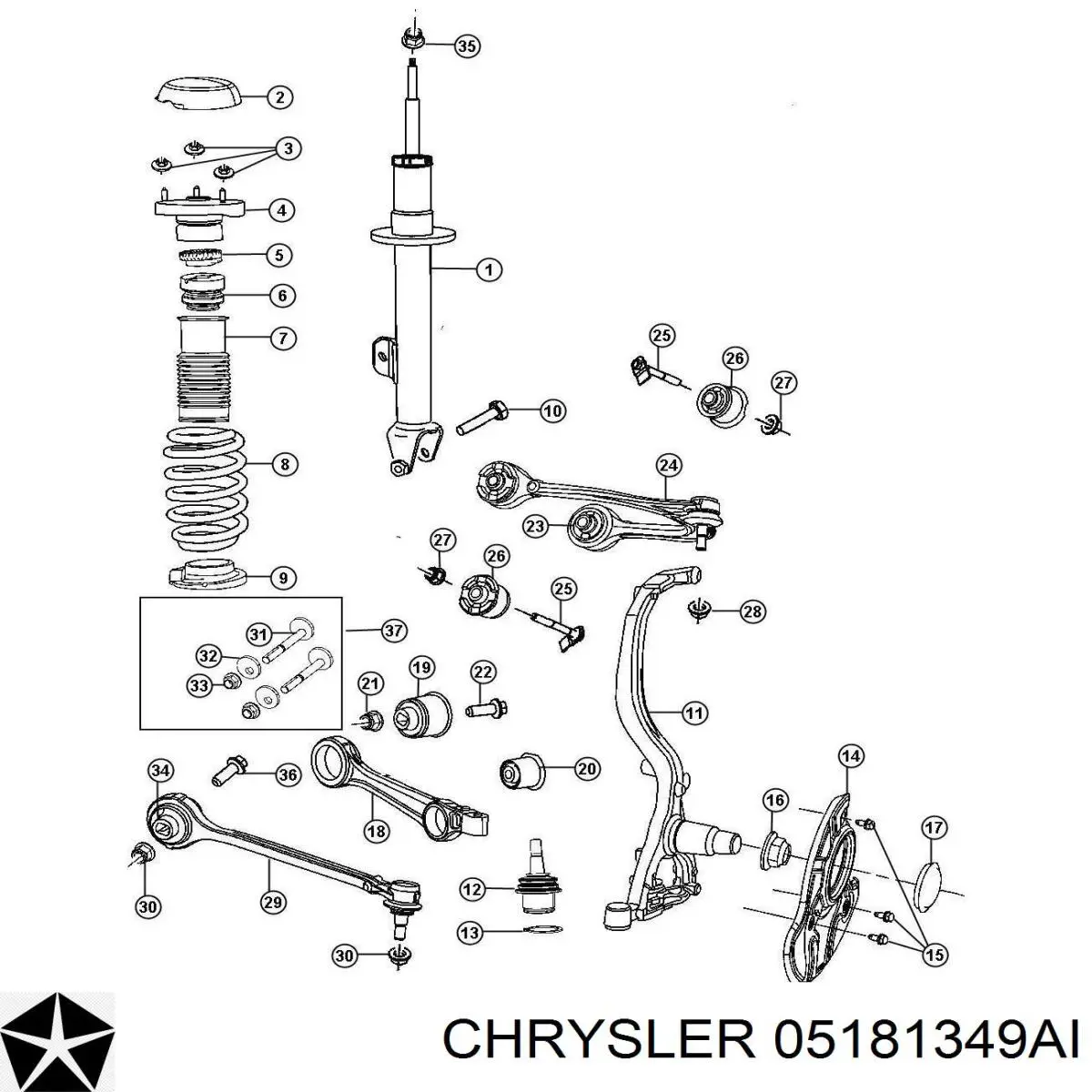 05181349AI Chrysler Amortecedor dianteiro direito