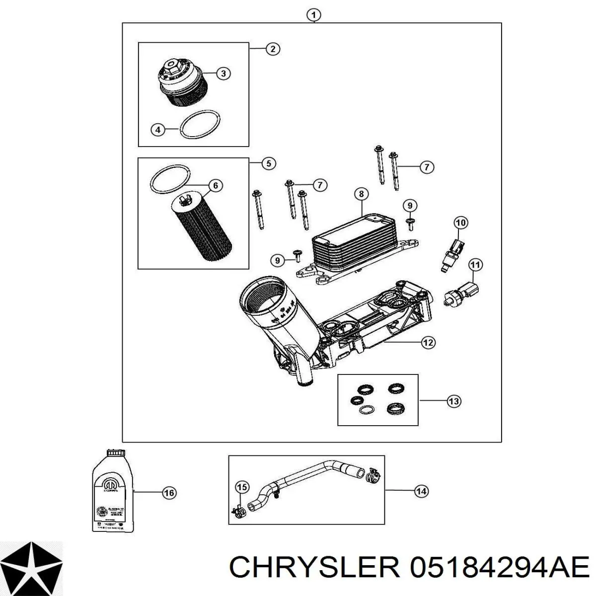 Caixa do filtro de óleo Chrysler 05184294AE preço, a partir de 118,58 USD