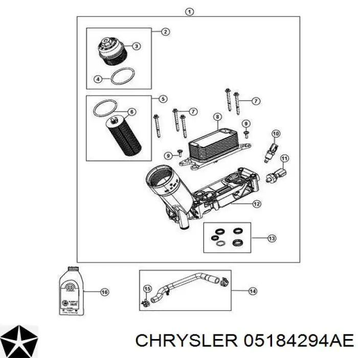 Caixa do filtro de óleo Chrysler 05184294AE preço, a partir de 114,91 USD