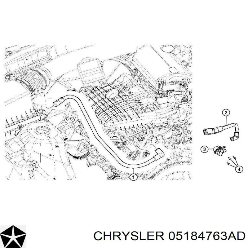 05184763AD Chrysler Válvula PCV de ventilação dos gases de cárter