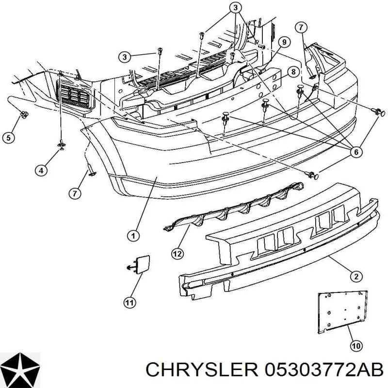 Pára-choque traseiro Chrysler 1CJ60TZZAB preço, a partir de 144,72 USD