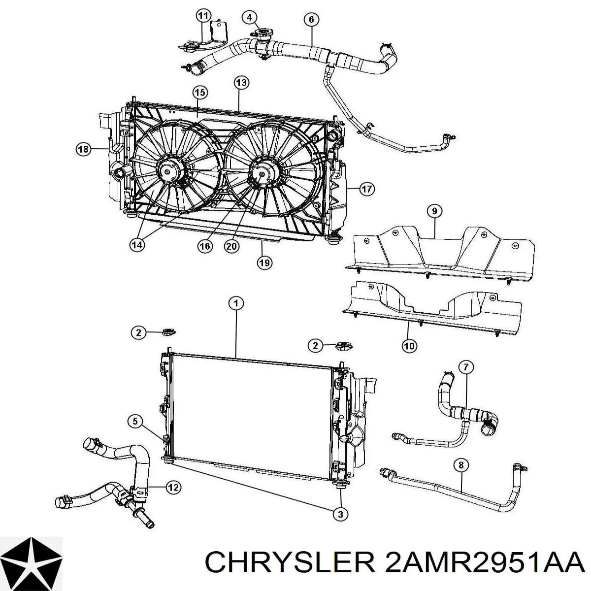 K2AMR2951AA Fiat/Alfa/Lancia Radiador de esfriamento de motor