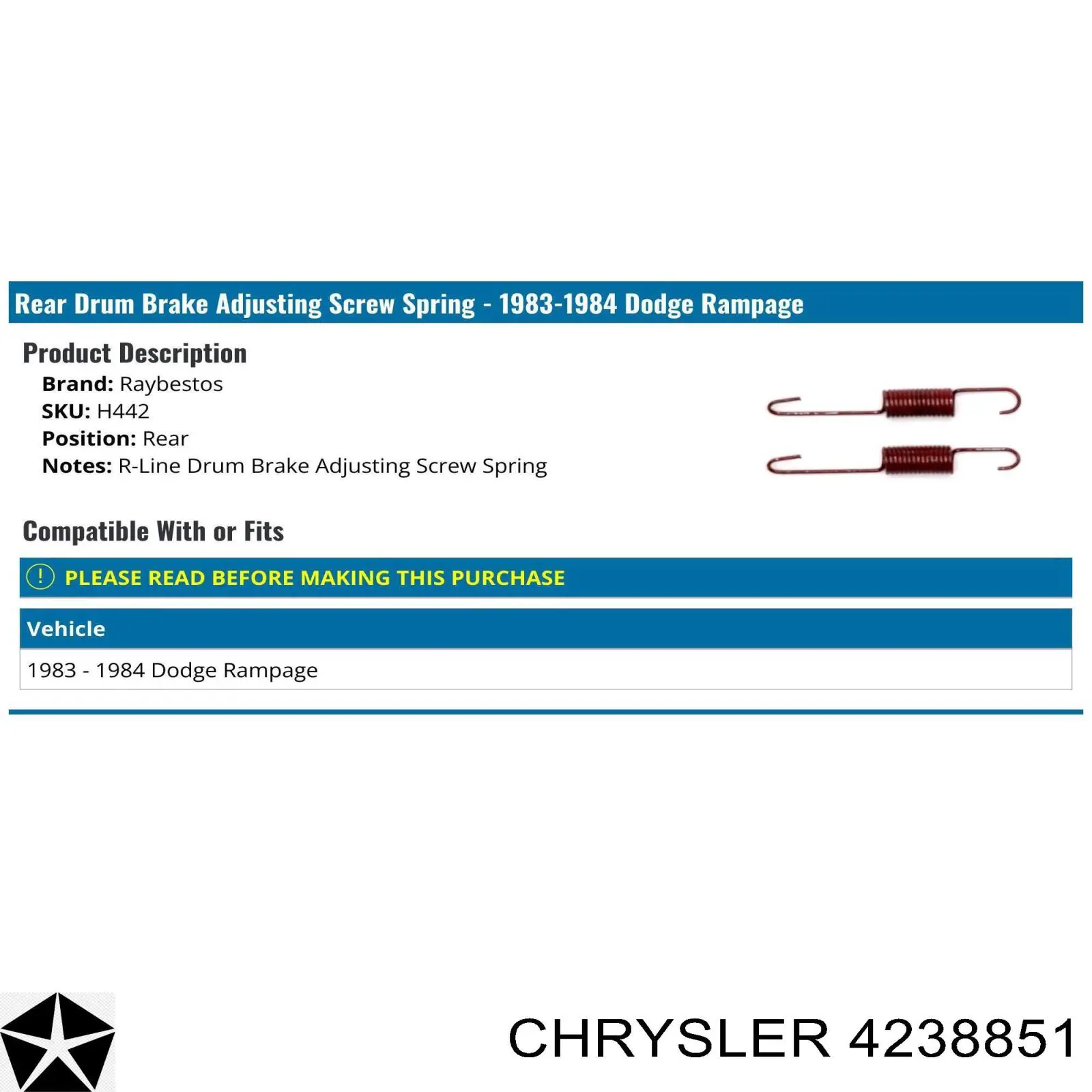 Compre 4383543 Chrysler Kit de montagem das sapatas traseiras de tambor