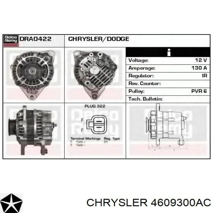 Gerador Chrysler 4609300AC preço, a partir de 81,72 USD