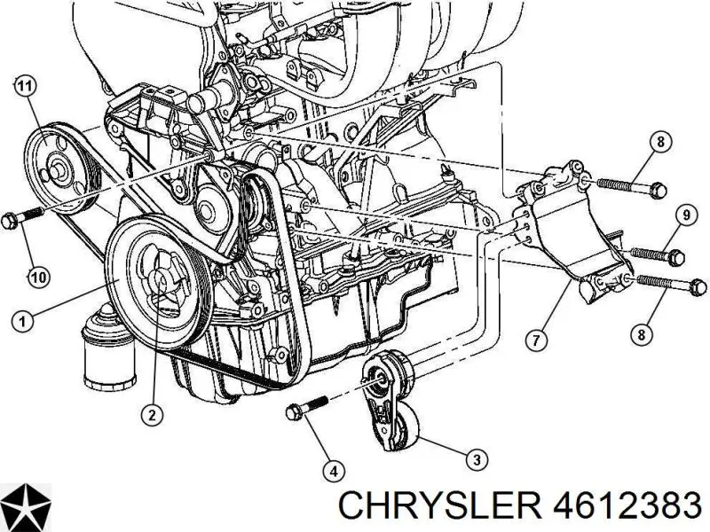 4612383 Chrysler Polia de bomba da Direção hidrâulica assistida