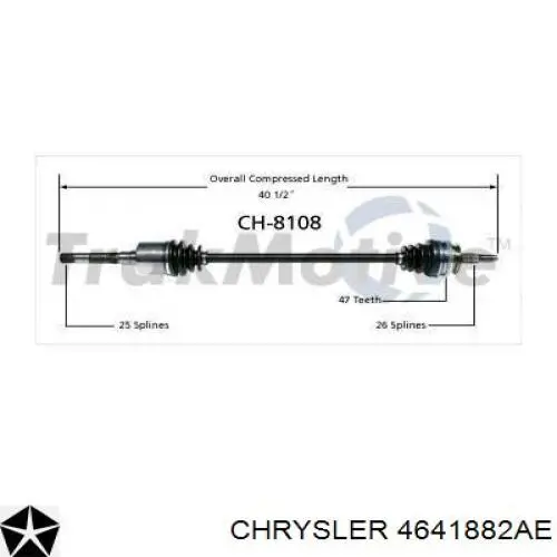 Semieixo (acionador) dianteiro direito Chrysler 04641882AF preço, a partir de 66,52 USD