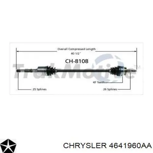Semieixo (acionador) dianteiro direito Chrysler 4641960AA preço, a partir de 63,30 USD