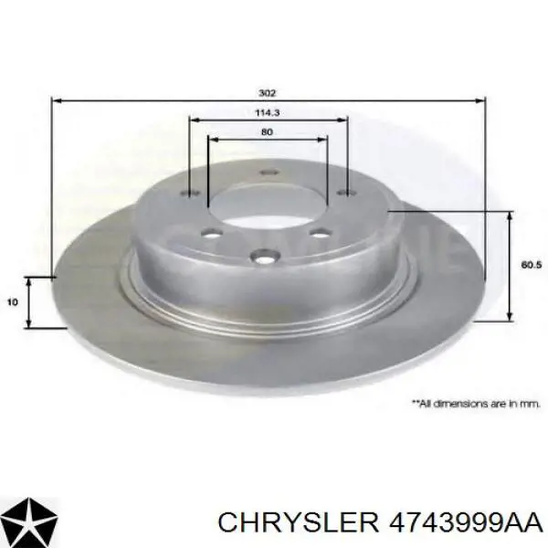 4743999AA Chrysler Disco do freio traseiro