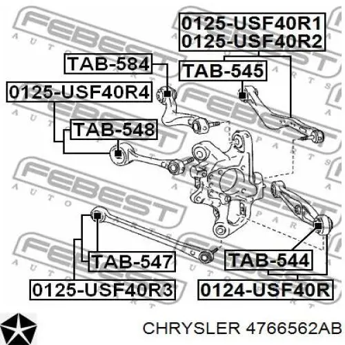 Pino moente (extremidade do eixo) traseiro direito Chrysler 4766562AA preço, a partir de 143,54 USD