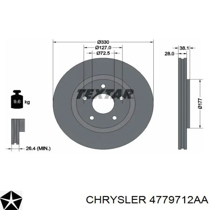 Compre 4779712AA Chrysler Disco do freio dianteiro
