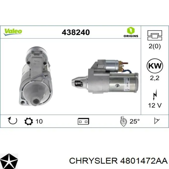 Motor de arranco Chrysler 4801472AA preço, a partir de 62,98 USD
