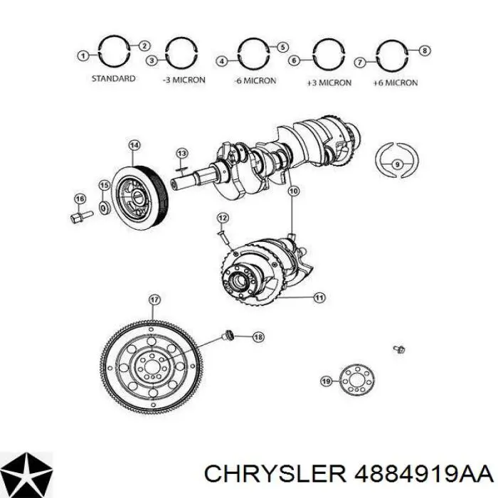Folhas inseridas principais de cambota, kit, padrão (STD) Chrysler 04884919AA preço, a partir de 12,03 USD