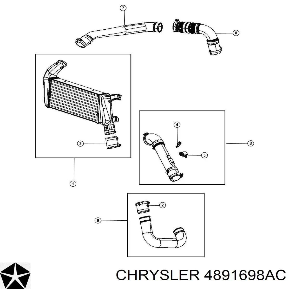 Mangueira (cano derivado) de intercooler Chrysler 04891698AB preço, a partir de 25,10 USD