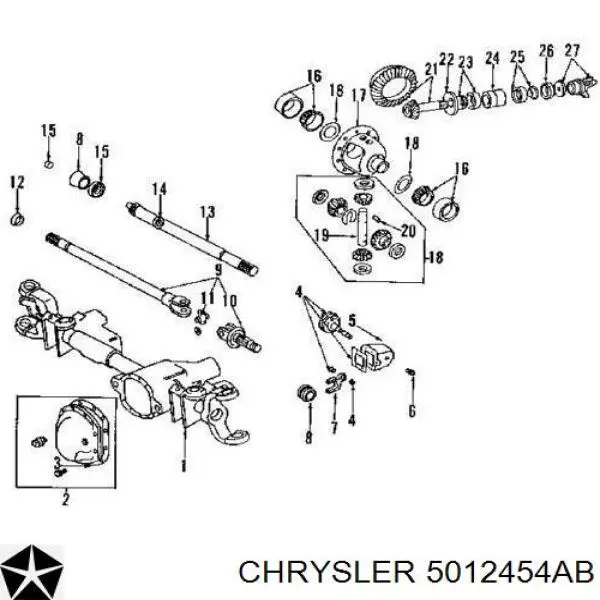 5012454AB Chrysler Bucim da haste de redutor do eixo dianteiro