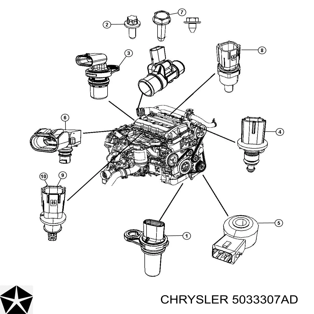 Sensor de posição (de revoluções) de cambota Chrysler 5033307AD preço, a partir de 18,58 USD
