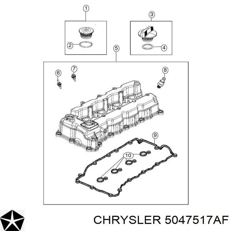 Tampa de válvulas Chrysler 5047517AF preço, a partir de 577,31 USD