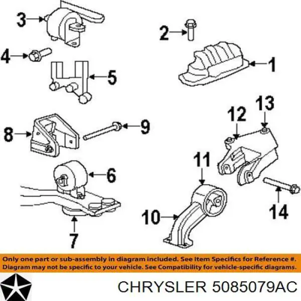 Coxim (suporte) traseiro de motor Chrysler 5085079AC preço, a partir de 58,94 USD