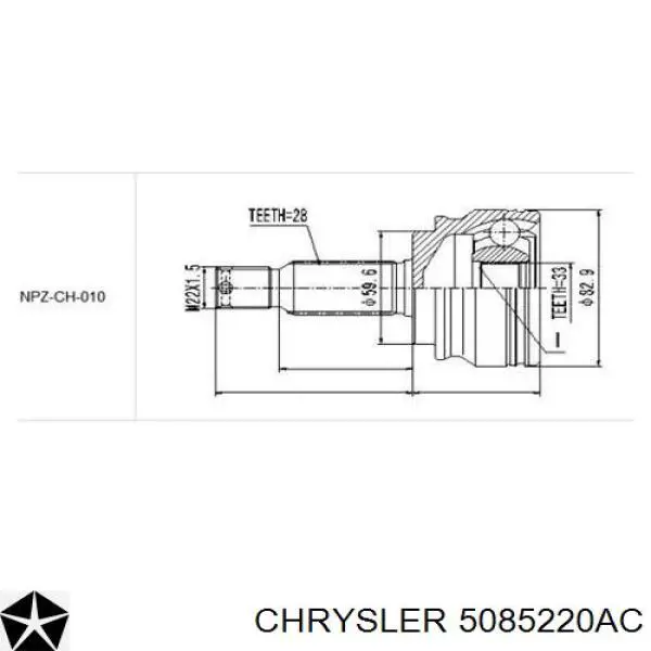 5085220AC Chrysler Semieixo (acionador) dianteiro esquerdo