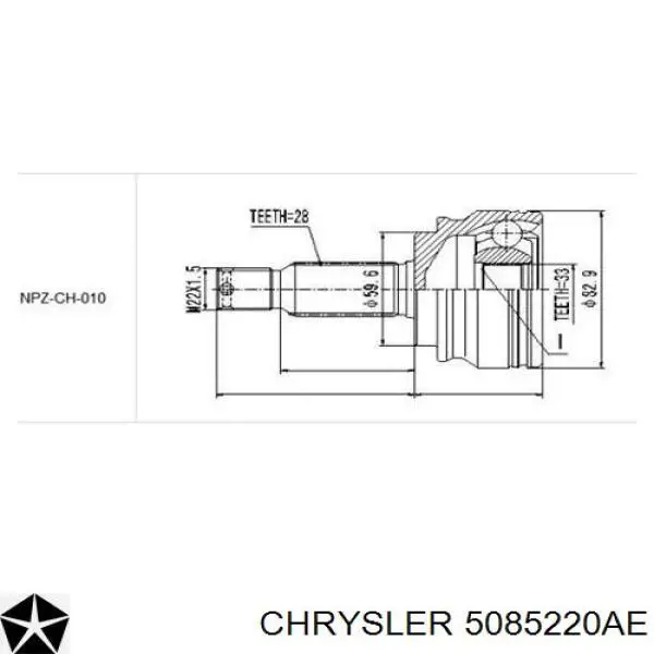 5085220AE Chrysler Semieixo (acionador) dianteiro esquerdo