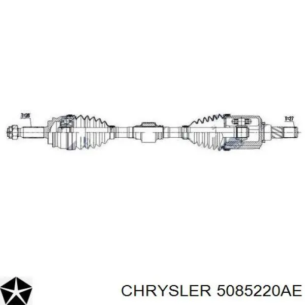 Semieixo (acionador) dianteiro esquerdo Chrysler 5085220AE preço, a partir de 117,48 USD