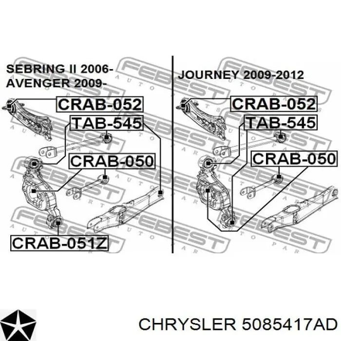 5085417AD Chrysler Braço oscilante de suspensão traseira transversal