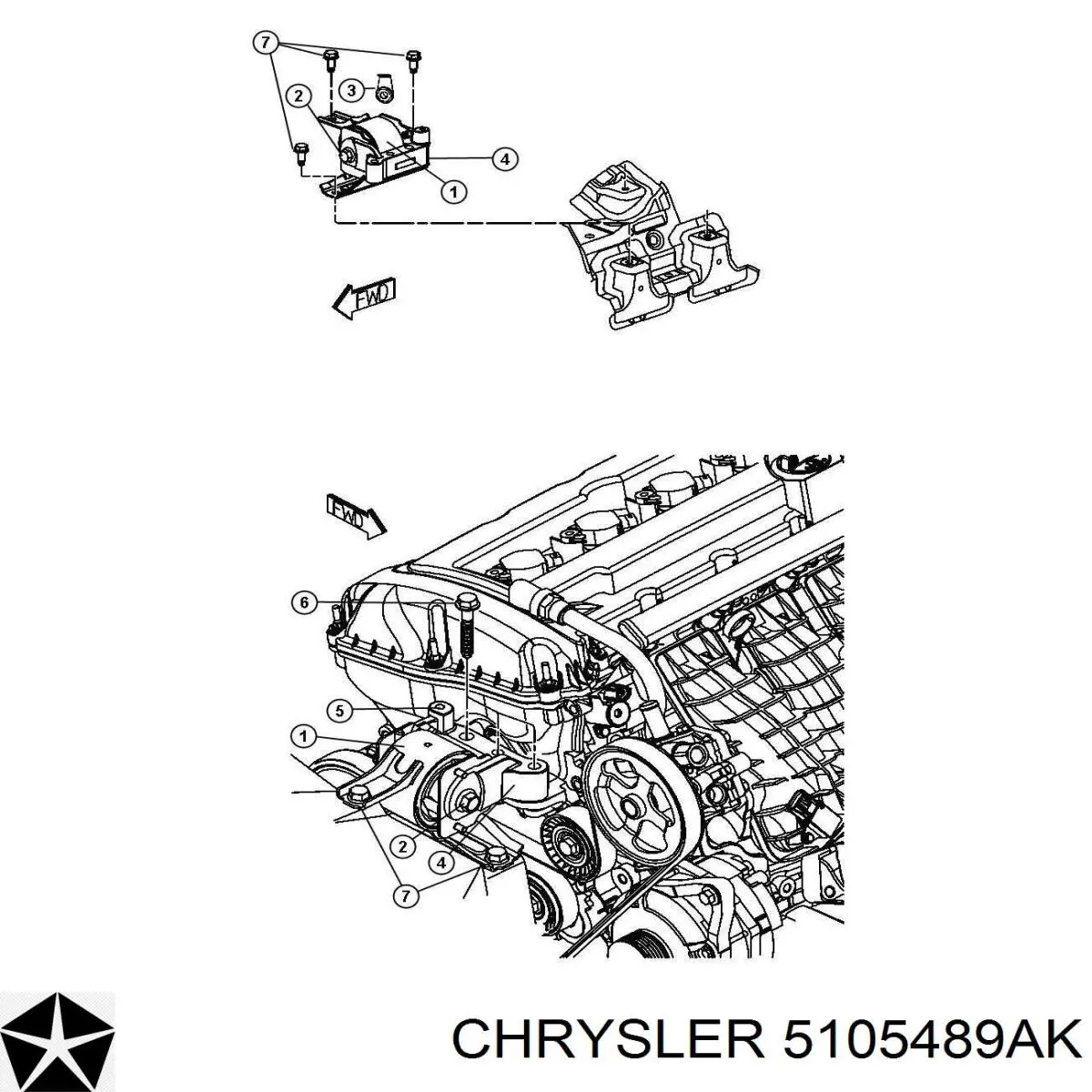 Coxim (suporte) direito de motor Chrysler 5105489AK preço, a partir de 43,15 USD