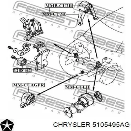 Compre 05105495AG Chrysler Coxim de transmissão (suporte da caixa de mudança)
