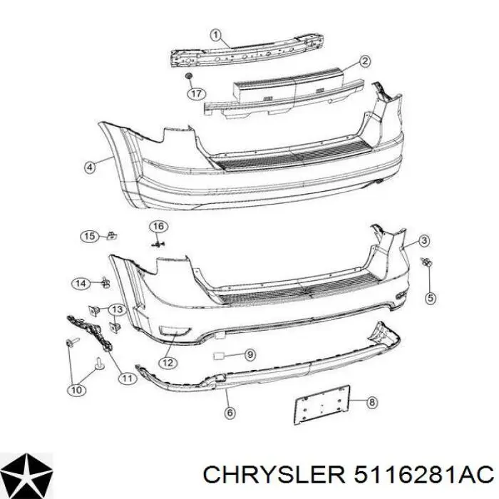 Reforçador do pára-choque traseiro para Dodge Journey  