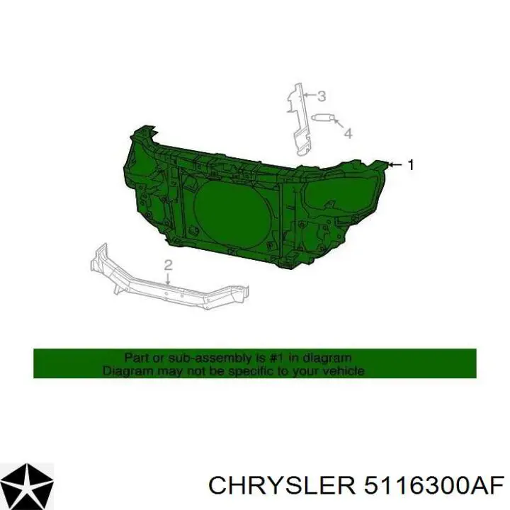 5116300AF Chrysler Suporte do radiador montado (painel de montagem de fixação das luzes)