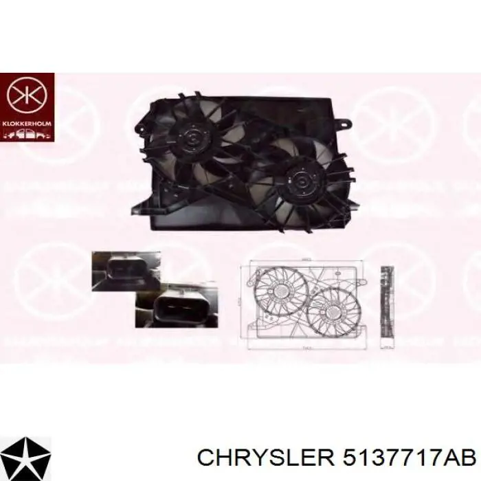 Ventilador elétrico de esfriamento montado (motor + roda de aletas) para Chrysler 300 C 