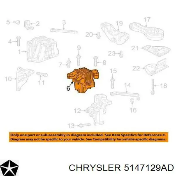 Coxim (suporte) direito de motor Chrysler 5147129AD preço, a partir de 136,14 USD