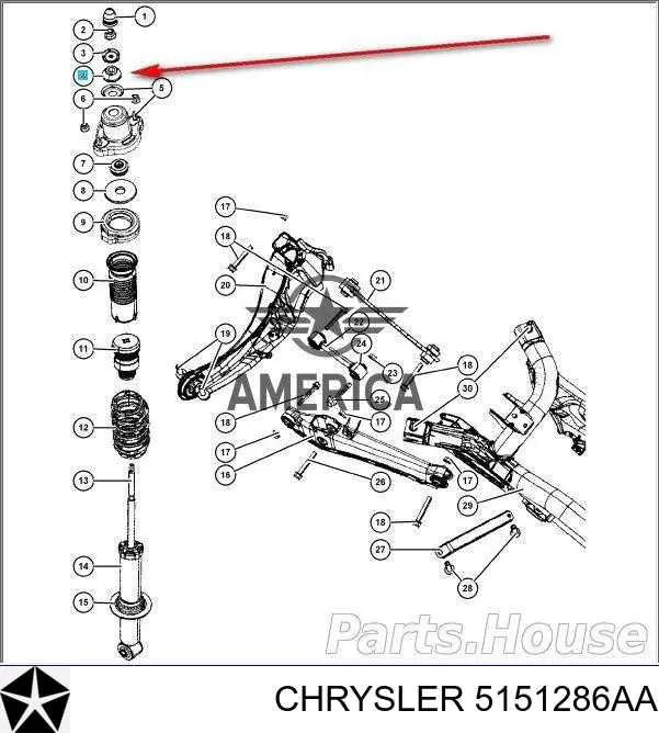 Bucha da haste de amortecedor traseiro Chrysler 5151286AA preço, a partir de 3,77 USD