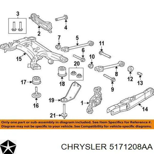 05171208AA Chrysler Bloco silencioso de viga traseira (de plataforma veicular)