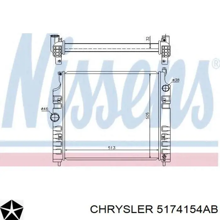 Radiador de esfriamento de motor Chrysler 5174154AB