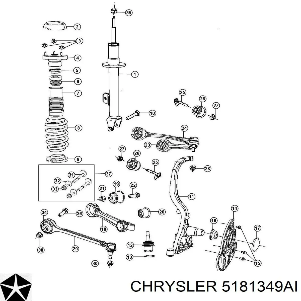 5181349AI Chrysler Amortecedor dianteiro direito