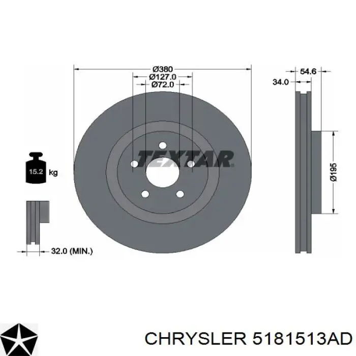 Disco do freio dianteiro Chrysler 5181513AD preço, a partir de 127,36 USD