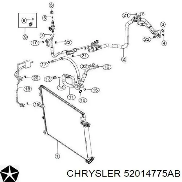 52014775AB Chrysler Radiador de aparelho de ar condicionado