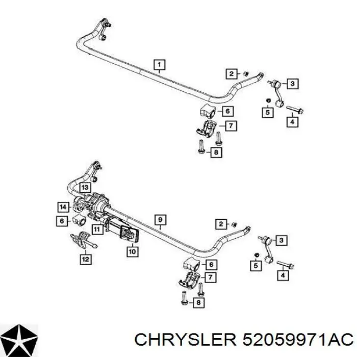 52059971AC Chrysler Estabilizador dianteiro