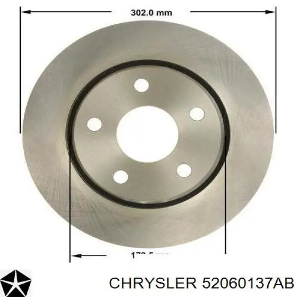 Disco do freio dianteiro 52060137AB Chrysler
