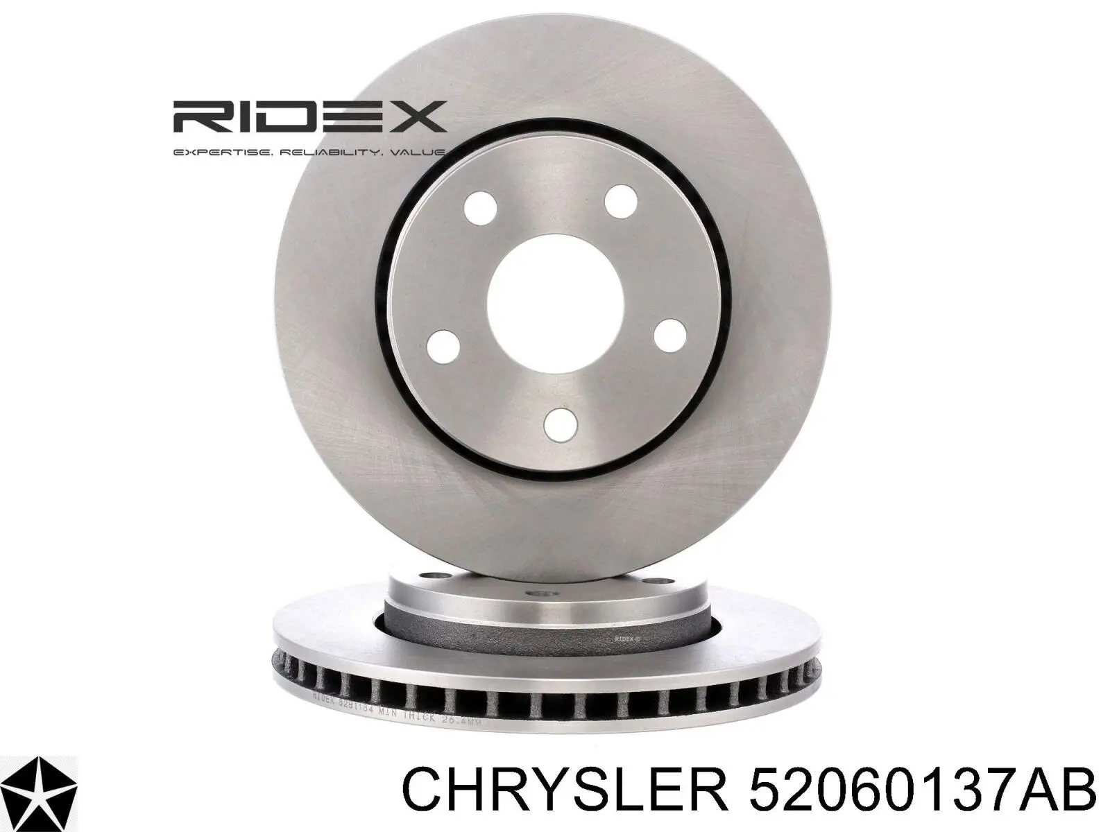 Disco do freio dianteiro 52060137AB Chrysler