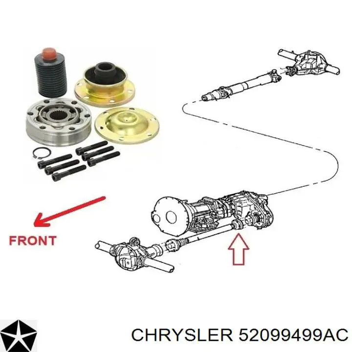 Junta universal até o eixo dianteiro 52099499AC Chrysler