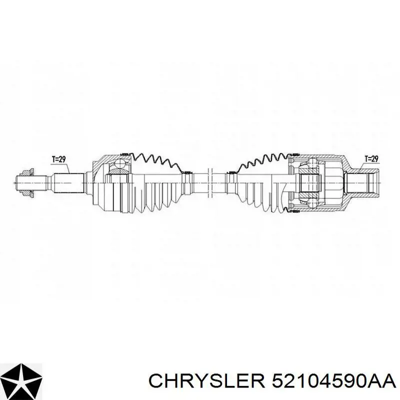 Semieixo (acionador) dianteiro direito Chrysler 52104590AA preço, a partir de 138,31 USD