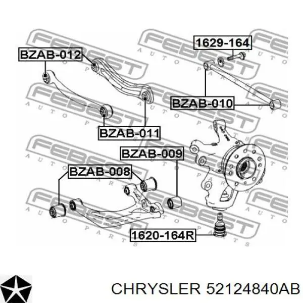 52124840AB Chrysler Braço oscilante de suspensão traseira transversal