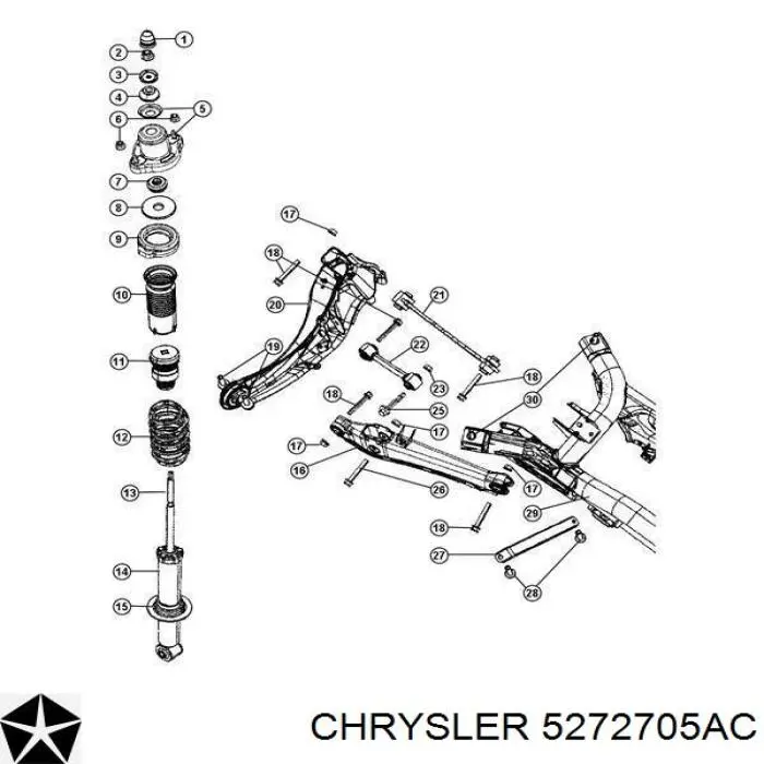 05272705AC Chrysler Pára-choque (grade de proteção) de amortecedor traseiro