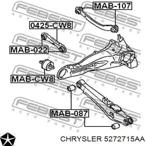 Pino moente (extremidade do eixo) traseiro esquerdo Chrysler 05272715AD preço, a partir de 108,60 USD