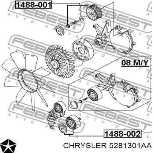 Rolo parasita da correia de transmissão Chrysler 5281301AA preço, a partir de 10,84 USD
