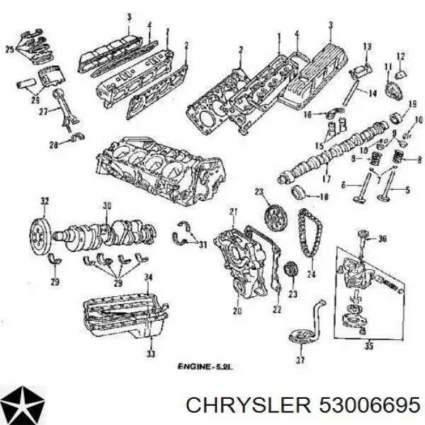 Vedante de tampa de válvulas de motor Chrysler 53006695 preço, a partir de 53,87 USD