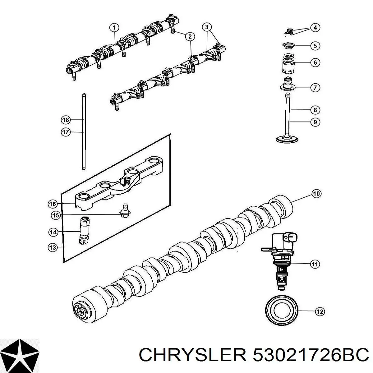 Compensador hidrâulico (empurrador hidrâulico), empurrador de válvulas Chrysler 53021726BC preço, a partir de 306,68 USD