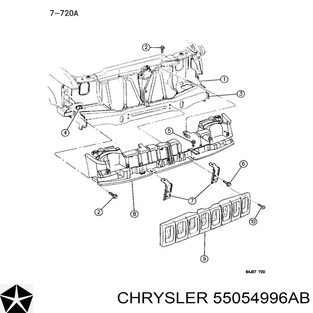 Suporte do radiador montado (painel de montagem de fixação das luzes) Chrysler 55054996AB preço, a partir de 79,52 USD