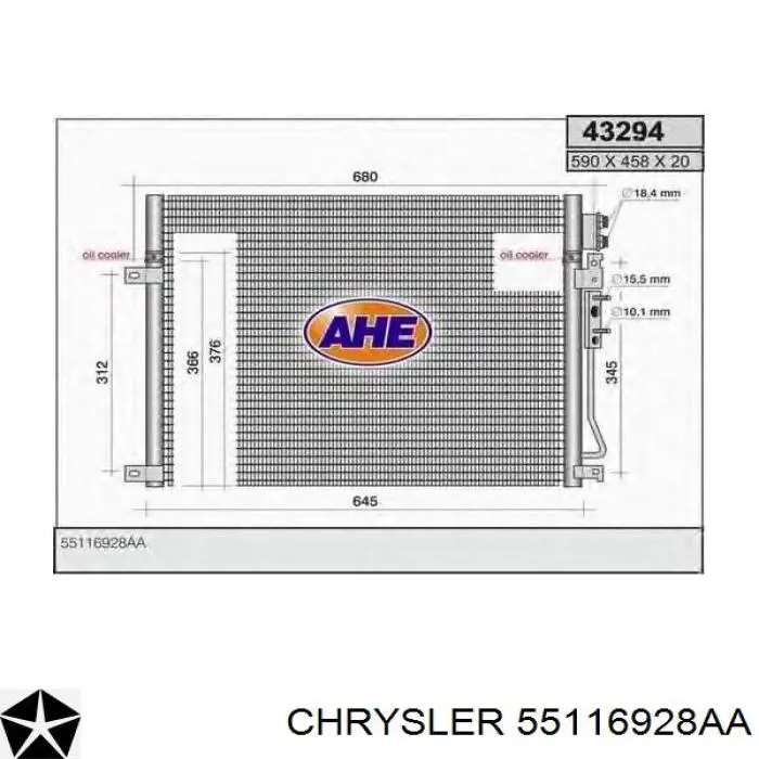 Radiador de aparelho de ar condicionado Chrysler 55116928AA preço, a partir de 105,41 USD